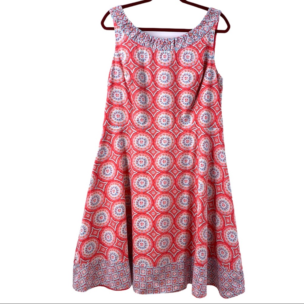 Talbots Printed Fit & Flare Scoop Neck Dress